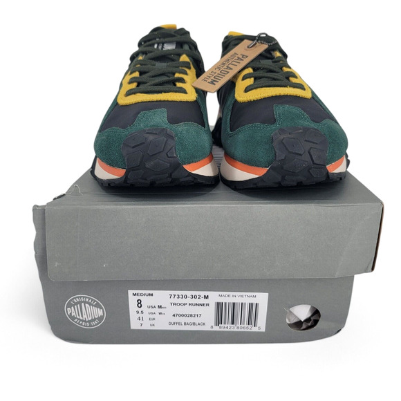 Palladium Troop Runner Mens Size 8 Sneakers Navy Green Yellow New Athletic Shoes - Picture 2 of 8
